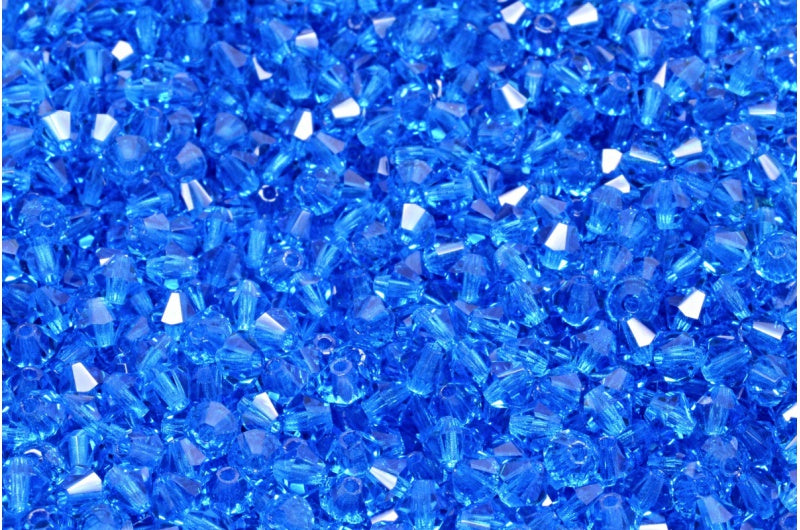 機械カット双円錐形Xilionハイスパークルビーズ、透明アクア(60310)、ガラス、チェコ共和国