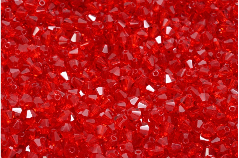 マシンカット双円錐形Xilionハイスパークルビーズ、ルビーレッド(90080)、ガラス、チェコ共和国