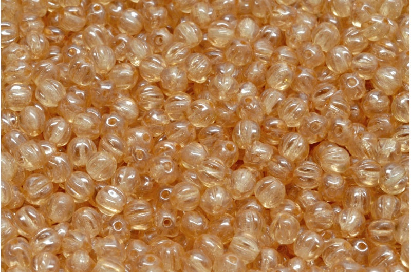 瓜形珠,水晶光泽棕色全涂层(00030-14413),玻璃,捷克共和国