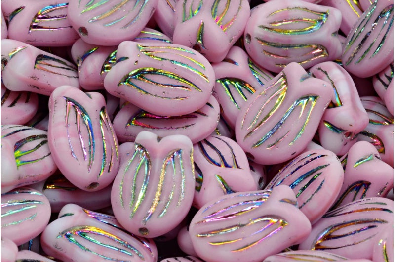 OUTLET 10 grams Mini Tulip Beads, 16 x 11 mm, Pink 28103 Matte (07724-28103-84100), Glass, Czech Republic
