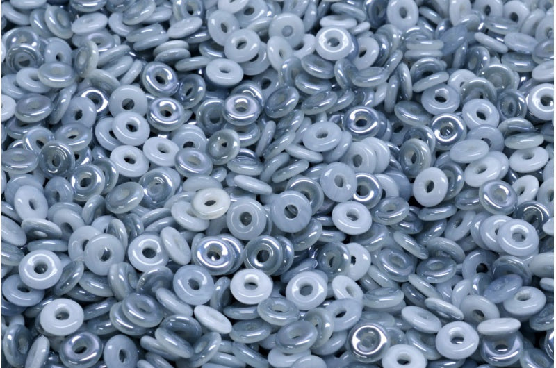 Spacer O-bead Demi Round Beads, White 23701 (02010-23701), Glass, Czech Republic