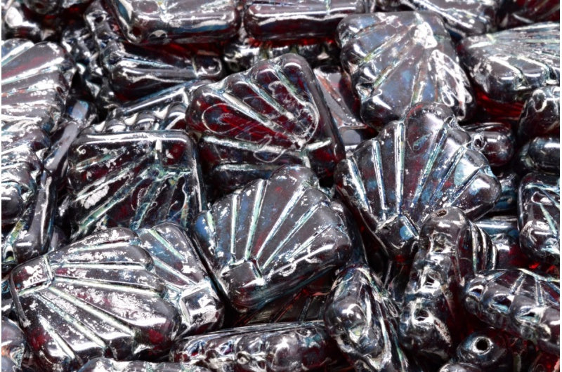 ディアファンビーズ、透明レッドピカソ(90090-43400)、ガラス、チェコ共和国