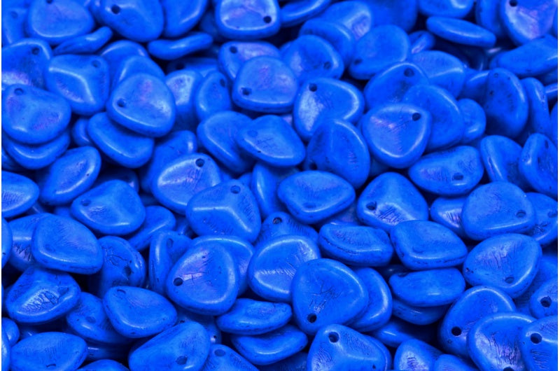 バラの花びらビーズ、ホワイトオパールサファイアホワイトライン(02020-35036)、ガラス、チェコ共和国