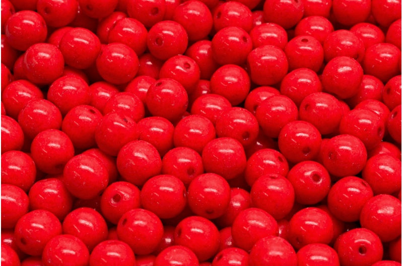 ラウンドドラックビーズ、ホワイトオパール 34044 (02020-34044)、ガラス、チェコ共和国