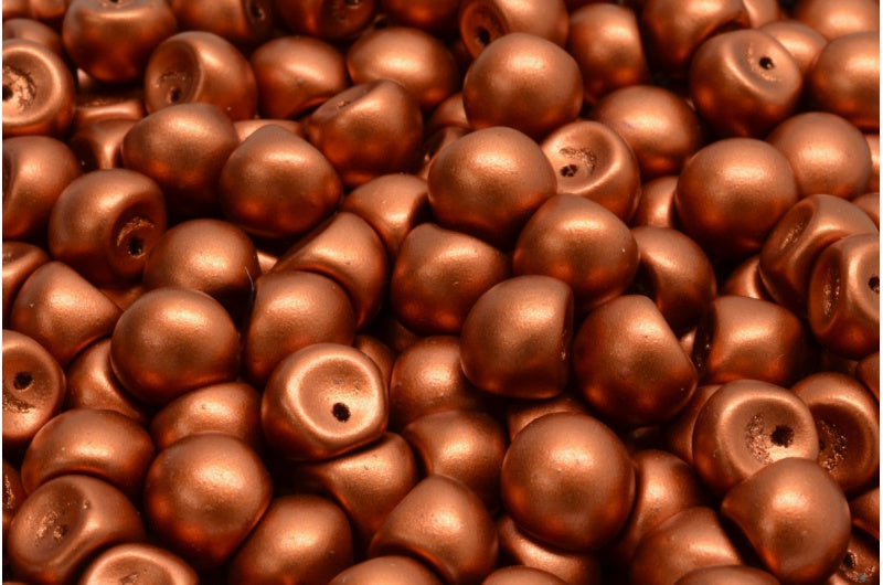 Mushroom Button Beads, White Copper Matt (02010-01750), Glass, Czech Republic