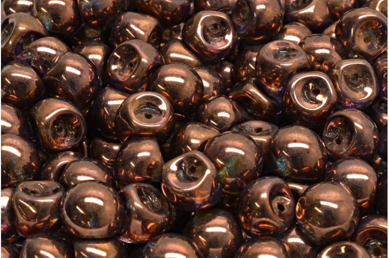 Mushroom Button Beads, Crystal Luster Red Full Coated (00030-14495), Glass, Czech Republic