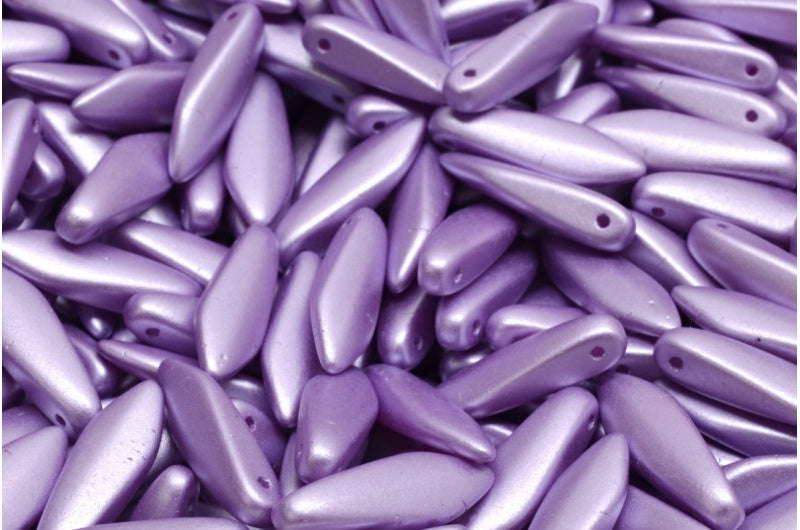 ダガービーズ、ホワイトパステルパープル(02010-25012)、ガラス、チェコ共和国