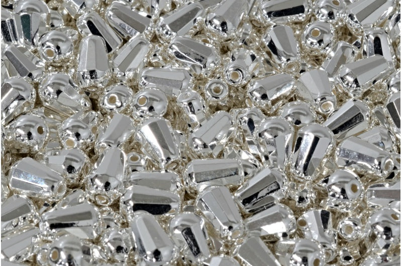 ファセット加工のファイアポリッシュ仕上げのティアドロップビーズ、クリスタルスターリングシルバー(00030-31000)、ガラス、チェコ共和国