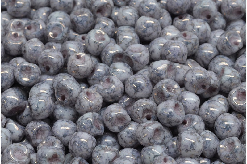 OUTLET 10克蘑菇形纽扣珠,6 x 5毫米,白色陶土铜色(02010-15435),玻璃,捷克共和国