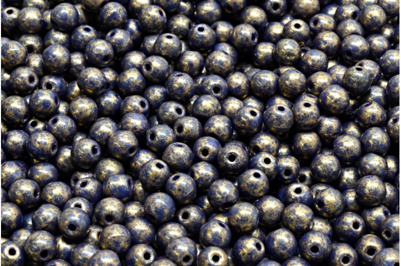 圆形 Druck 珠子 4 毫米,不透明蓝色陶土紫 (33400-15496),玻璃,捷克共和国