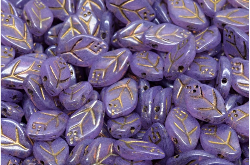 OUTLET 10 grams Cherry Leaf Beads, 7 x 12 mm, Crystal Gold Lined 20009 (00030-54302-20009), Glass, Czech Republic