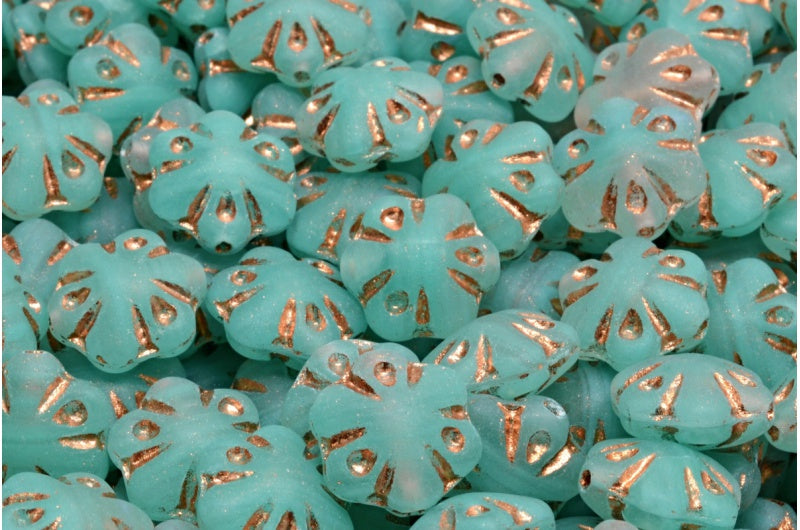 OUTLET 10 grams Folklore Flower Beads, R0613 Matte Copper Lined (R0613-84100-54318), Glass, Czech Republic