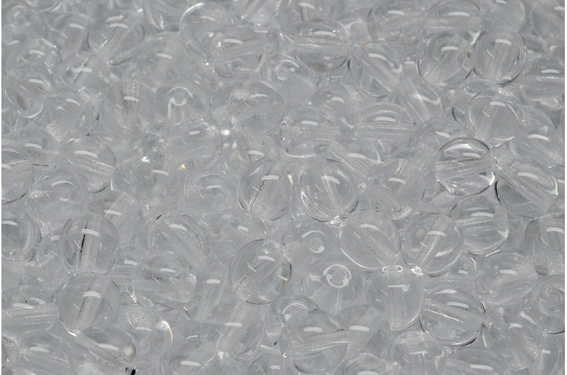 OUTLET 10 克圆形 Druck 珠子,6 x 6 毫米,水晶 (00030),玻璃,捷克共和国