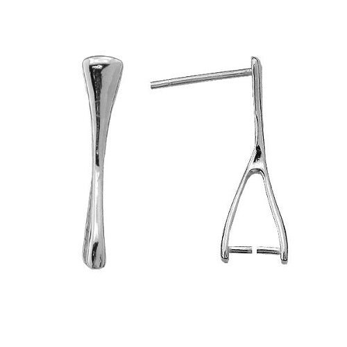 Stud Earring Finding with Bail for Pendant, approx. 20 mm, Sterling Silver 925