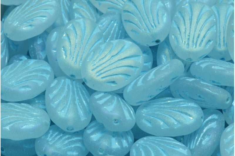 OUTLET 10 grams Oval With Lines, 17 x 12 mm, Crystal Matte Ab Light Blue Lined (00030-84100-28701-54308), Glass, Czech Republic