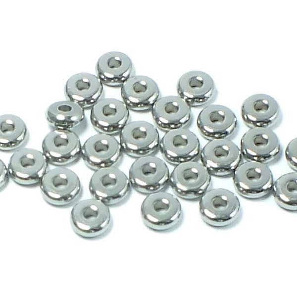 Decorative part - disc/ring, approx. 6x2 mm, inner diameter approx. 1.8 mm, Stainless Steel 304