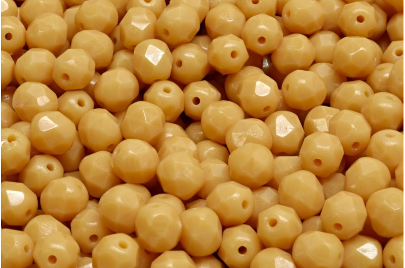 多面圆形火抛光珠,米色(13020),玻璃,捷克共和国