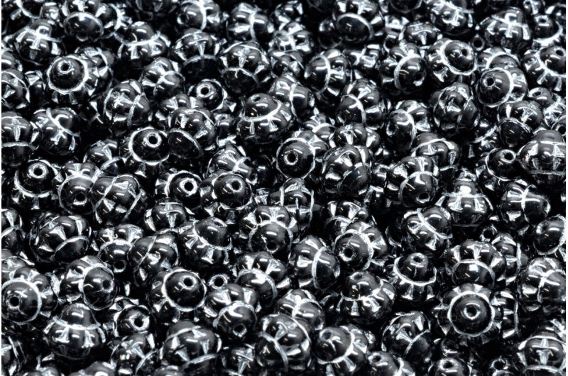 OUTLET 10 grams Spinner Beads, 6 x 6 mm, Black Silver Lined (23980-54201), Glass, Czech Republic