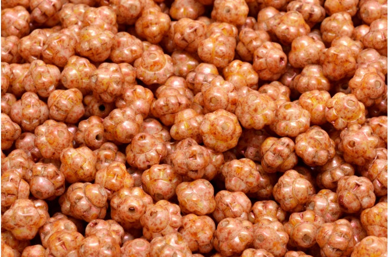 旋转珠,白铜光泽斑点(02010-65324),玻璃,捷克共和国