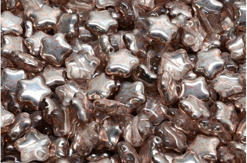Flat Star Beads, Crystal Crystal Silver Half Coating 34305 (00030-27001-34305), Glass, Czech Republic