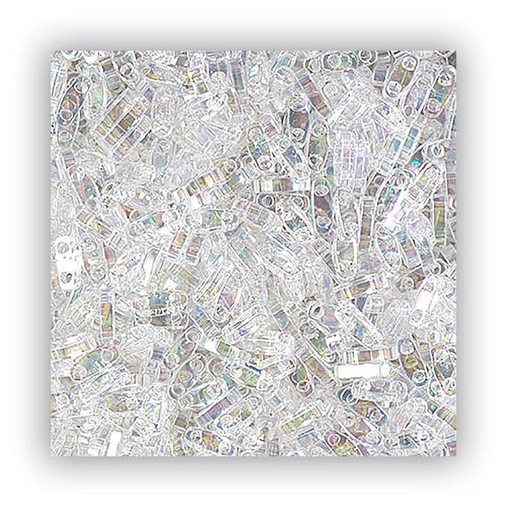 Miyuki Tila / Half Tila / Quater Tila 2-hole Beads, Crystal AB (HTL250), Glass, Japan