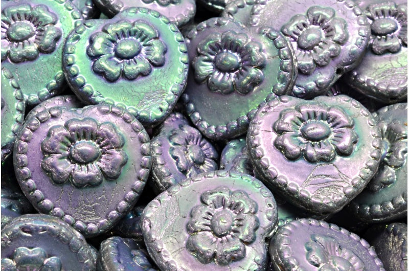 奥特莱斯 10克玫瑰心形珠子,17 x 17毫米,银色Ab全水晶(2X侧)(00030-27000-28703),玻璃,捷克共和国