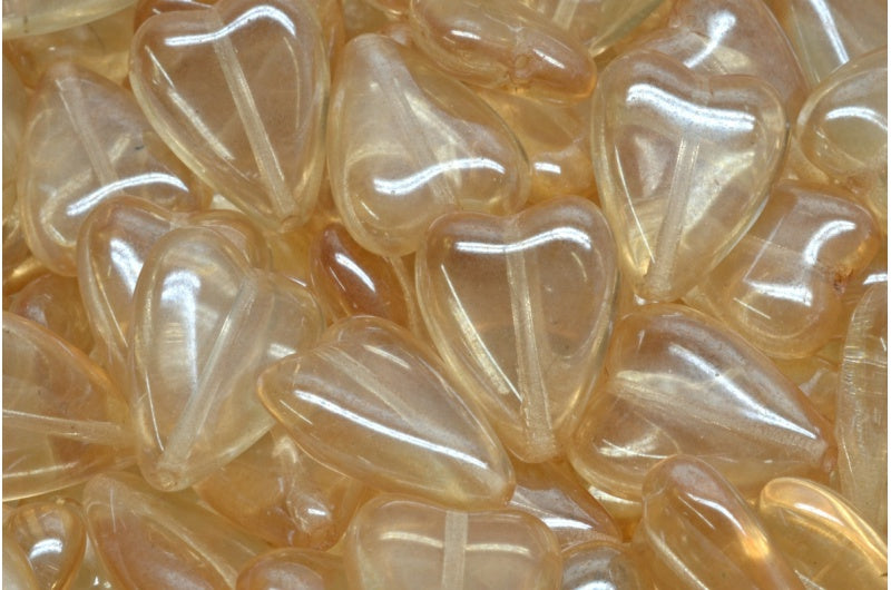 OUTLET 10 grams Elongated Heart Beads, 16 x 13 mm, Crystal Luster Brown Full Coated (00030-14413), Glass, Czech Republic