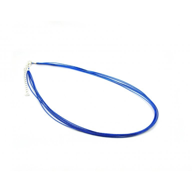 Necklace made of lurex cords, approx. 48 + approx. 7 cm, blue