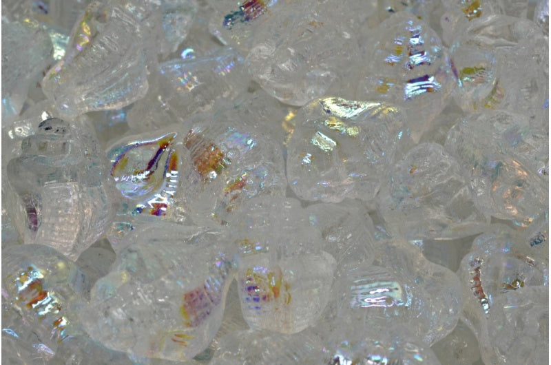 OUTLET 10 grams Murex Shell Beads, 15 x 12 mm, Crystal Ab (00030-28701), Glass, Czech Republic
