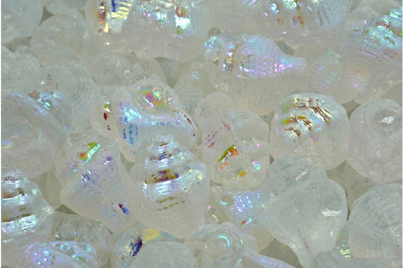 OUTLET 10 grams Murex Shell Beads, 15 x 12 mm, Crystal AB, Glass, Czech Republic