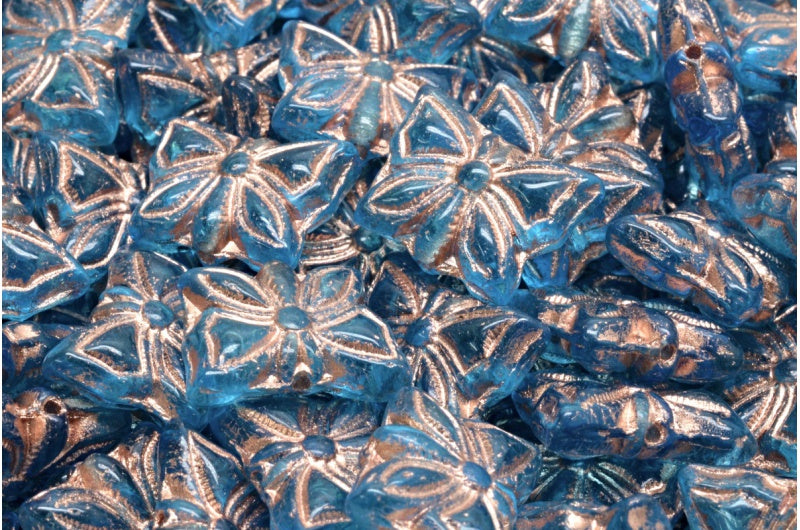 Butterfly Beads, Transparent Aqua Copper Lined (60020-54307), Glass, Czech Republic