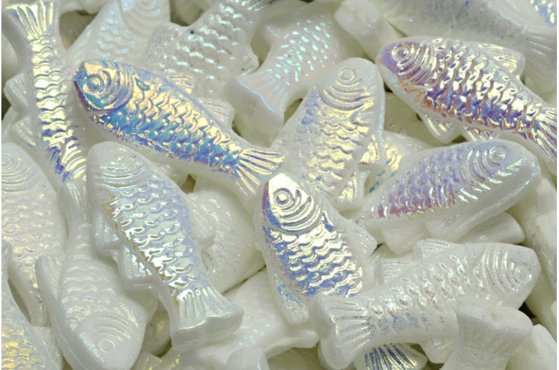大鱼珠,白色 Ab Full(2X 侧面)(02010-28703),玻璃,捷克共和国
