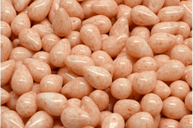 滴珠,白色蛋白石浅粉色桃色(02020-34305),玻璃,捷克共和国