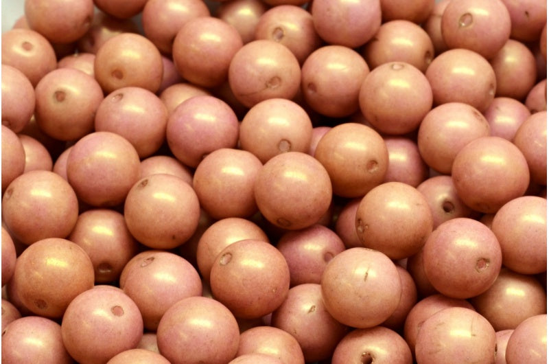 ラウンドドラックビーズ、ホワイトラスターレッドフルコーティング(02010-14495)、ガラス、チェコ共和国