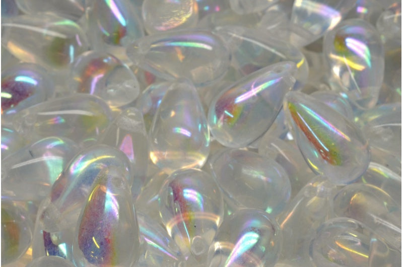 Teardrop beads, Crystal Ab (00030-28701), Glass, Czech Republic