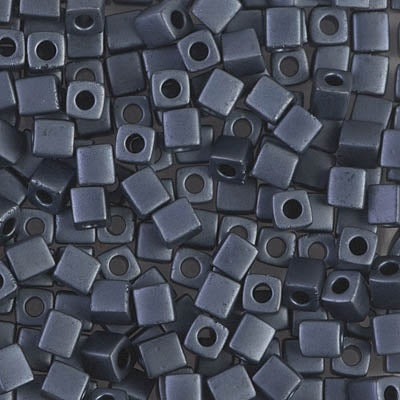 Miyuki Square Beads, Matted Gunmetal (# 2001), Glass, Japan