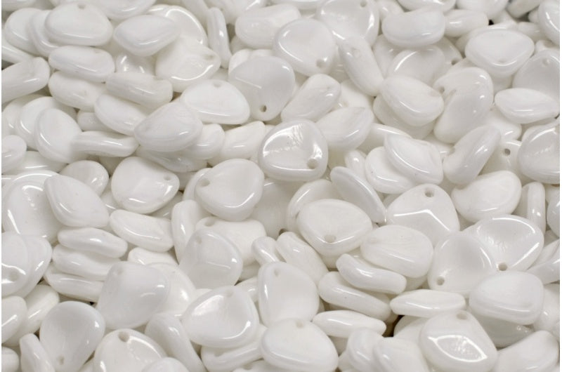 バラの花びらビーズ、ホワイトオパール(02020)、ガラス、チェコ共和国