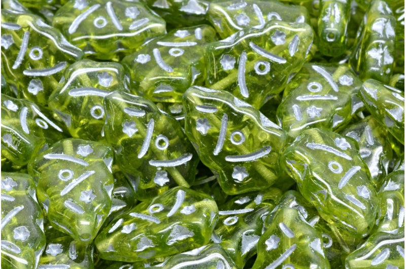 クリスマスツリービーズ、透明グリーン、シルバーライン(50230-54301)、ガラス、チェコ共和国