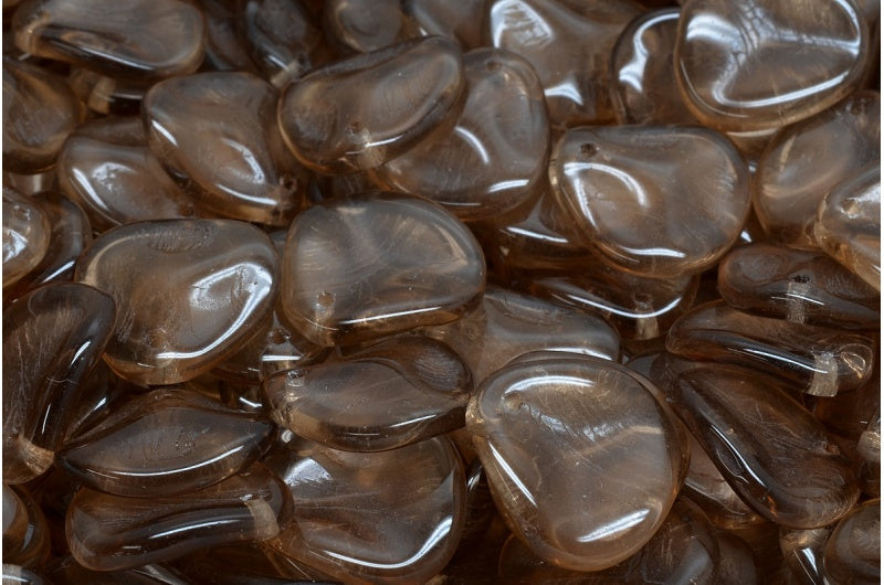 Rose Petal Beads, Transparent Brown (10200), Glass, Czech Republic