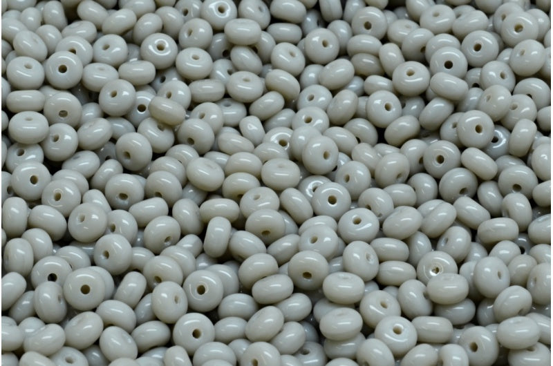 Rondelle Druck ビーズ、不透明グレー (43020)、ガラス、チェコ共和国