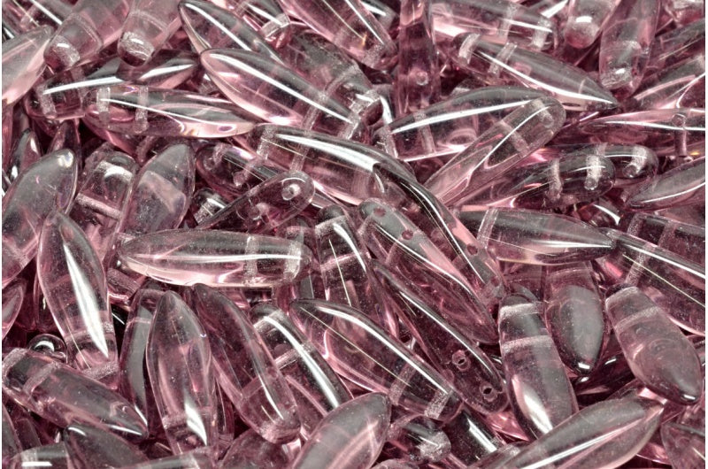 2穴ダガービーズ、アメジスト(20060)、ガラス、チェコ共和国