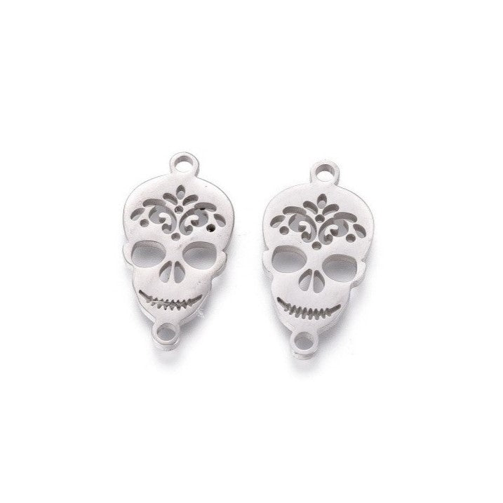 Decorative part - skull, approx. 20 x 10 x 1.5 mm, Stainless Steel 304