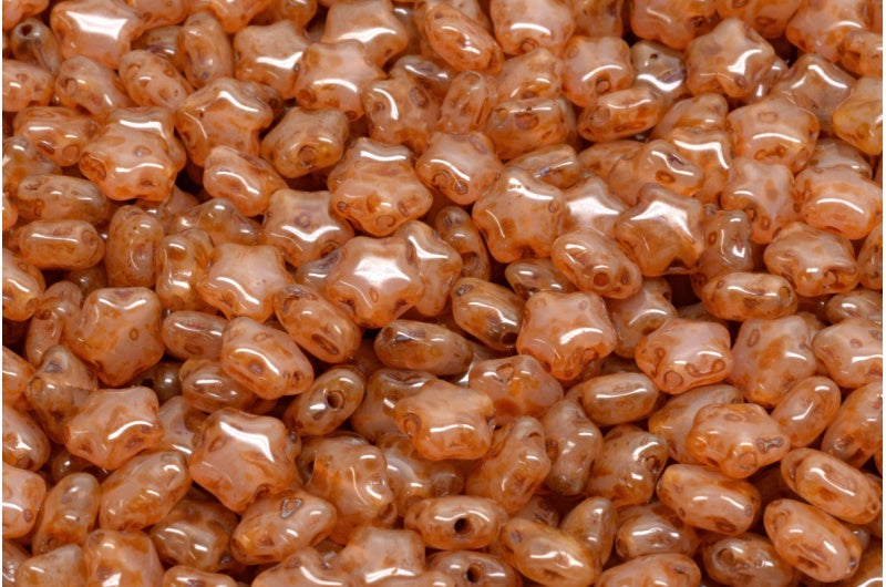 Flat Star Beads, Opal Pink Travertin (71400-86800), Glass, Czech Republic