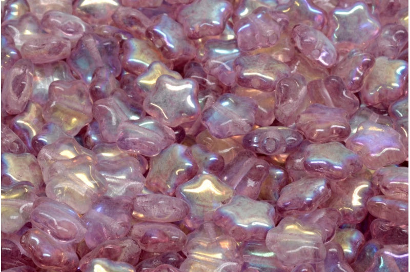 Flat Star Beads, Crystal Ab 34306 (00030-28701-34306), Glass, Czech Republic
