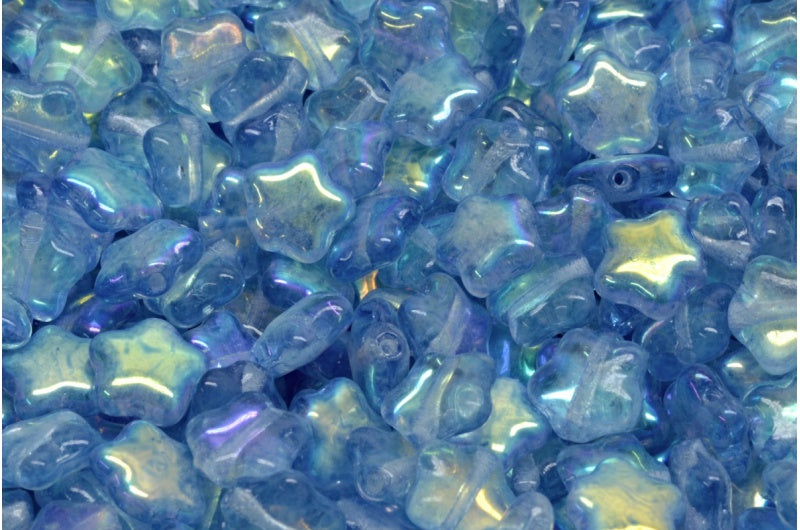Flat Star Beads, Crystal Ab 34307 (00030-28701-34307), Glass, Czech Republic
