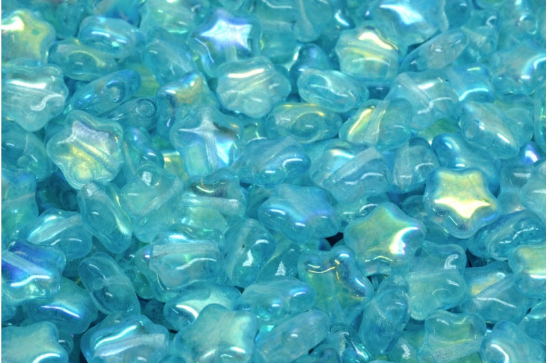 Flat Star Beads, Crystal Ab 34308 (00030-28701-34308), Glass, Czech Republic