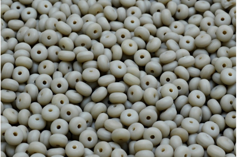 OUTLET 10 克 Rondelle Druck 珠子,2.5 x 4 毫米,不透明灰色哑光 (43020-84100),玻璃,捷克共和国