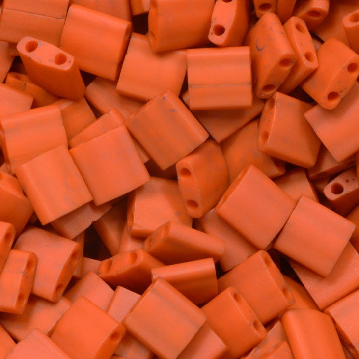 Miyuki Tila / Half Tila / Quater Tila 2-hole Beads, Matted Opaque Terra Cotta (# 2315), Glass, Japan