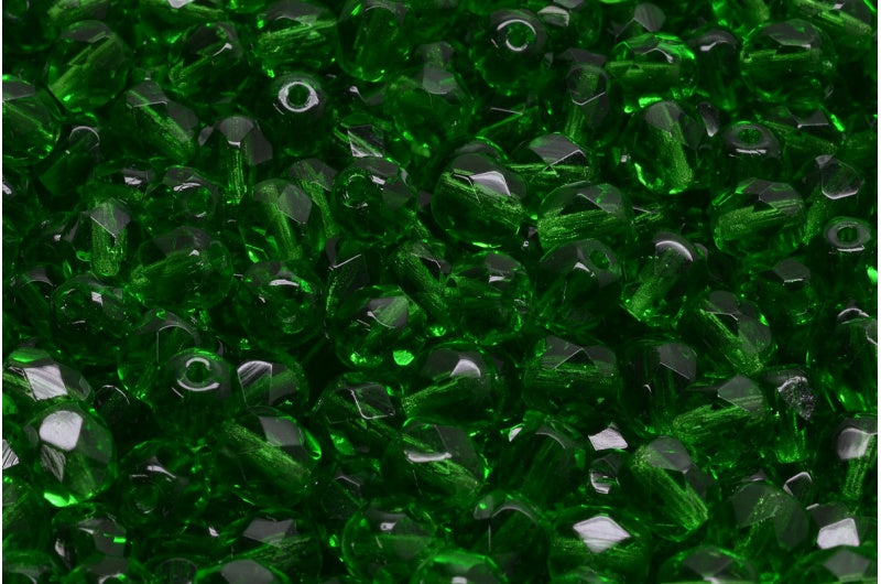 アウトレット 250g ラウンドファセットファセットファイアポリッシュビーズ、透明グリーンP(50130-P)、ガラス、チェコ共和国