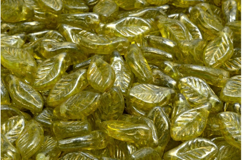 Bay Leaf Beads, Transparent Green 86720 (50220-86720), Glass, Czech Republic